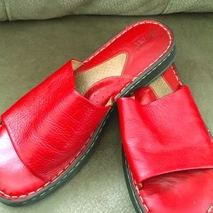 Børn Red Leather Sandals, Size 10M